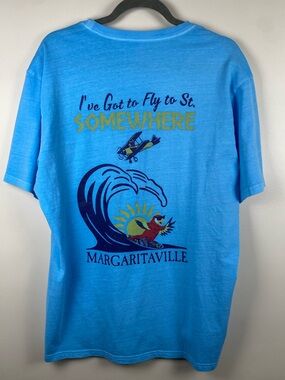 NWT Men's Margaritaville 'I've Got to Fly to St. Somewhere' Aquarius Blue Shirt